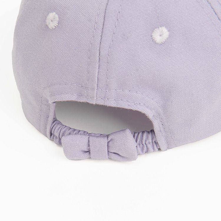 Violet jockey hat Love and Kindness every day with happy daisy print