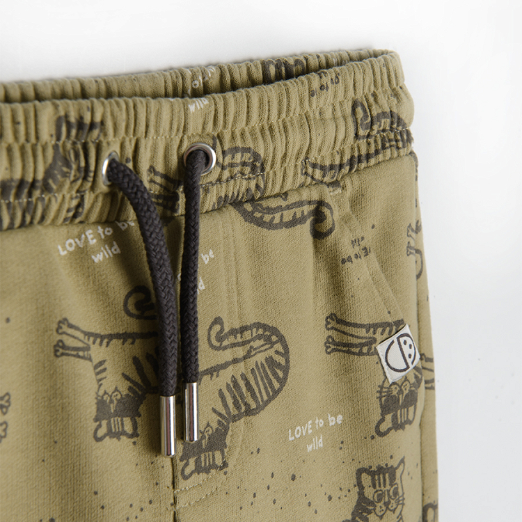 מכנסי טרנינג עם חוט והדפס נמר