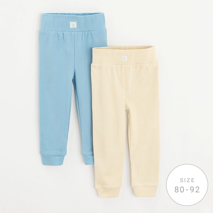 מארז מכנסיים עם רגליות 2 יח' - לבן וכחול