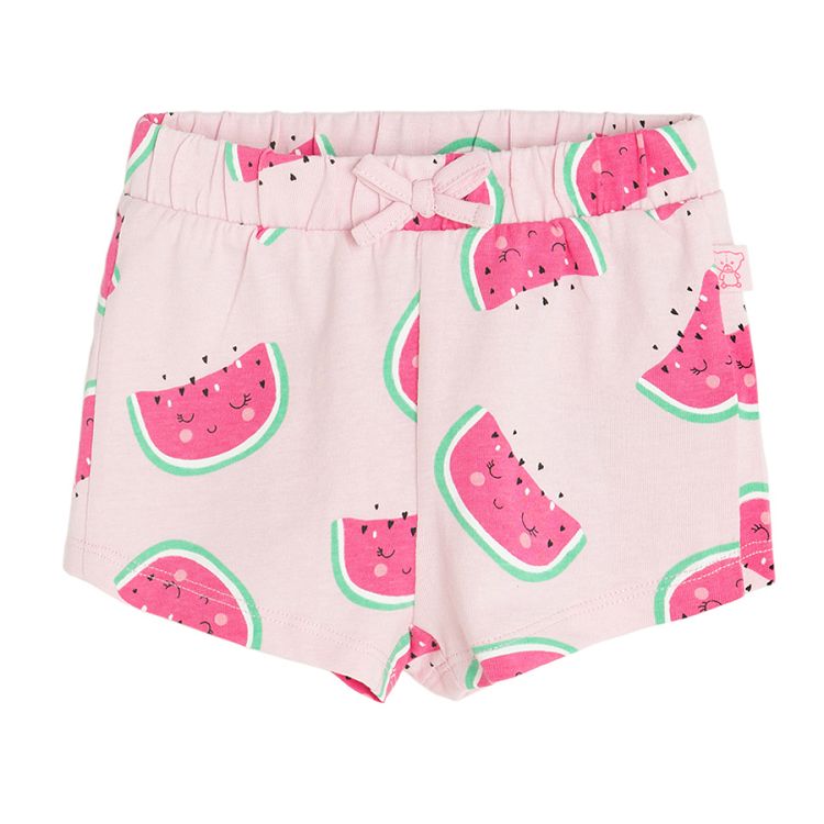Turquoise and pink with watermelons print shorts- 2 pack