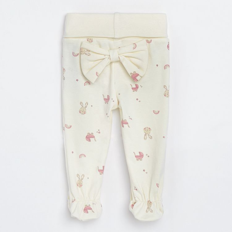מארז מכנסיים 2 יח' - צבע שמנת עם הדפסי ארנבות