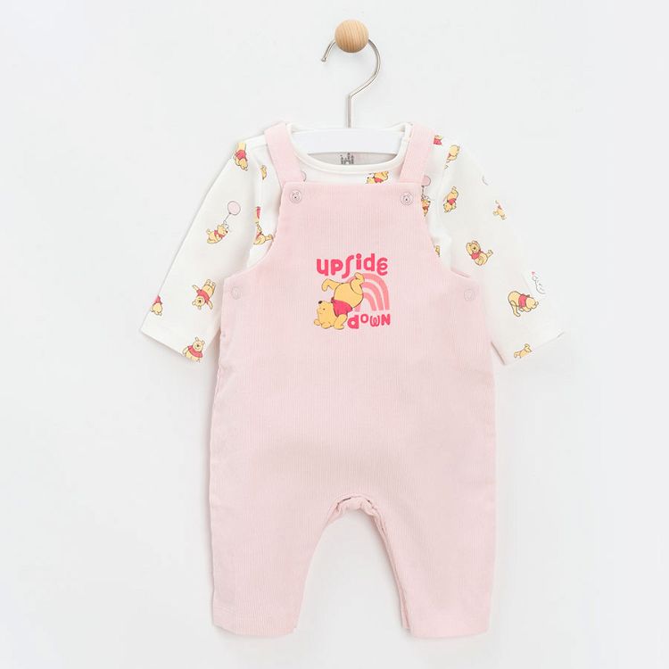 Winnie the Pooh pink footless overall and long sleeve bodysuit- 2 pieces