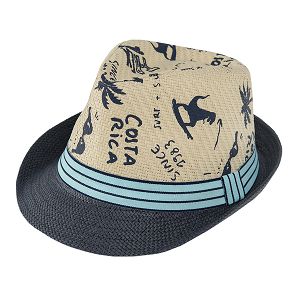כובע קיץ עם שוליים עם הדפס גלישה