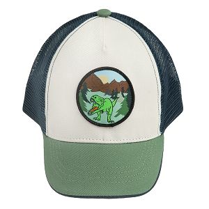 כובע לבן וירוק עם הדפס דינוזאורים