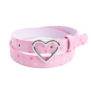 Pink belt with hearts print and heart buckle