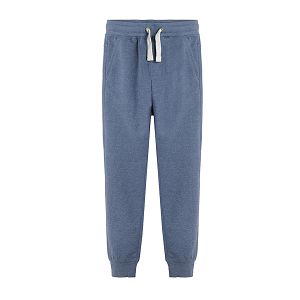 מכנסי טרנינג בצבע כחול מלאנז' עם חוט