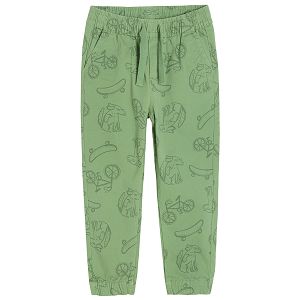 מכנסיים ירוקים עם חוט והדפס משאיות