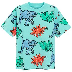 חולצה בצבע טורקיז עם הדפס דינוזאורים