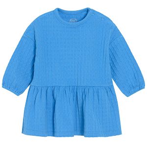 Blue casual 3/4 sleeves dress