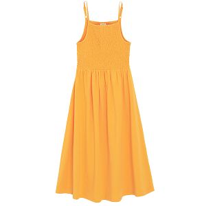 Orange strap summer dress with elastic top