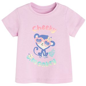 חולצת טריקו סגולה עם הדפס 'Cheeky Monkey'