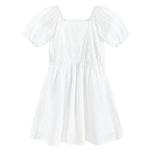 White dress with short puffy sleeves