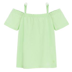 Lime short sleeve blouse with straps