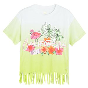 Mint T-shirt with flamingo and California print