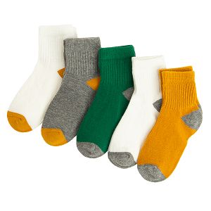 מארז גרביים 5 יח' - אפור, לבן, ירוק, כחול וצהוב