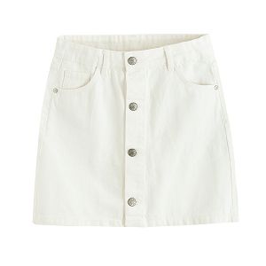 חצאית ג'ינס לבנה עם כפתורים