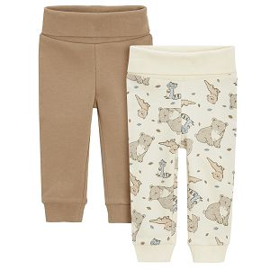מארז מכנסיים ללא רגליות 2 יח' - חום ובז' עם הדפס חיות יער