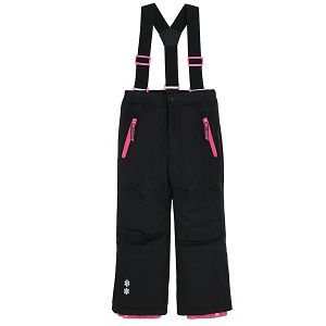 מכנסי סקי שחורים עם חלקים ורודים