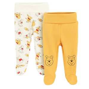מארז מכנסיים עם רגליות 2 יח' - לבן וצהוב של פו הדוב