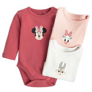 Minnie Mouse, Daisy Duck, Bags Bunny long sleeve bodysuits- 3 pack