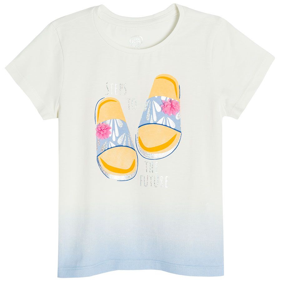 Ontbering Kennis maken Koreaans White short sleeve T-shirt with summer slippers and STEPS TO THE FUTURE  print | Coolclub Israel